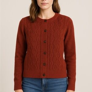 Sanctuary Rust Cable Knit Button Cardigan Sweater XL Petite